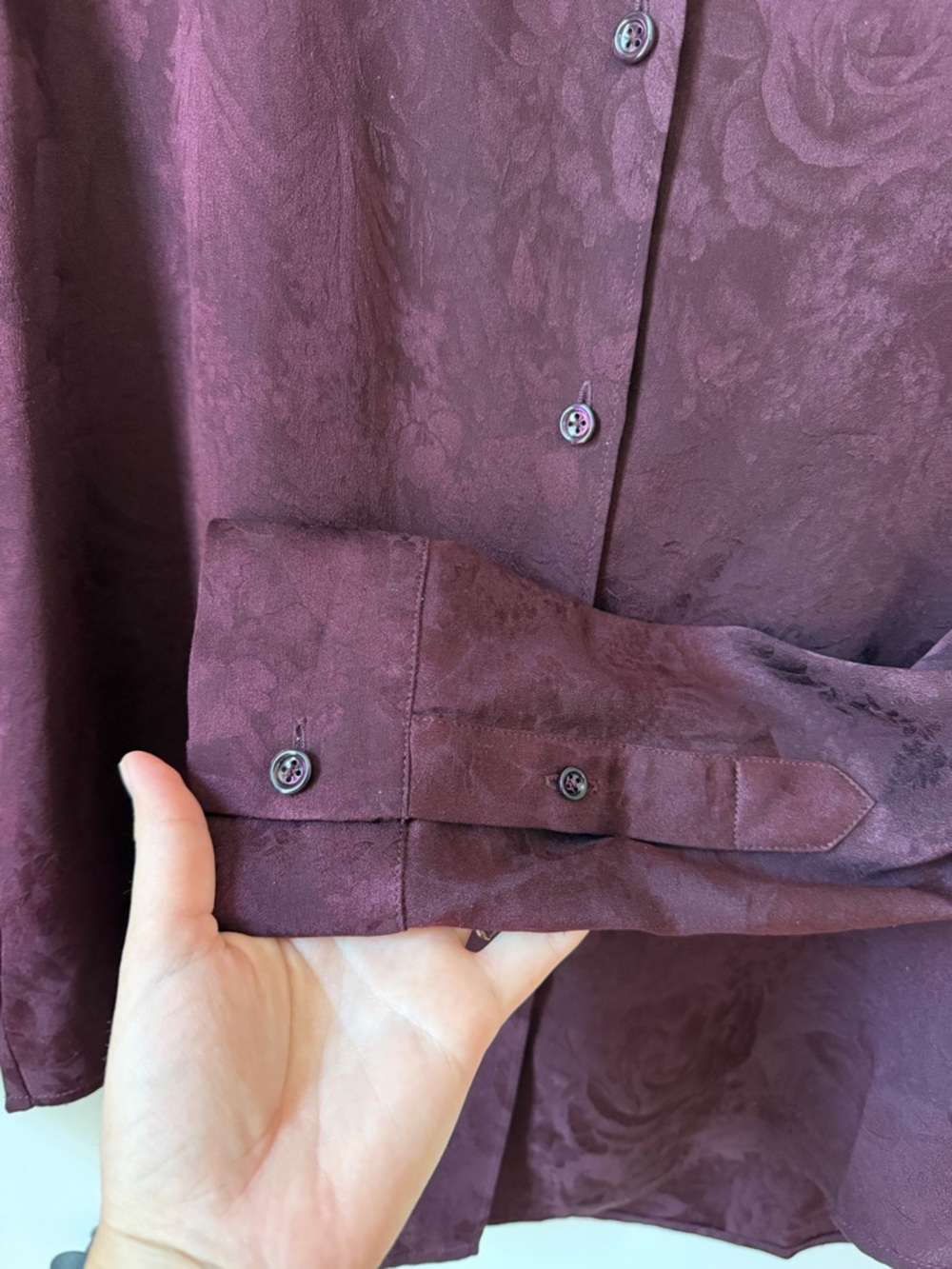 The Row Floral Purple Silk Button Down Blouse Size 6 - Picture 4 of 7